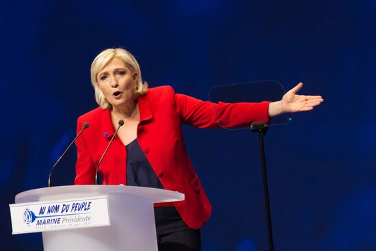 Rally in support of French presidential candidate Marine Le Pen in Lille