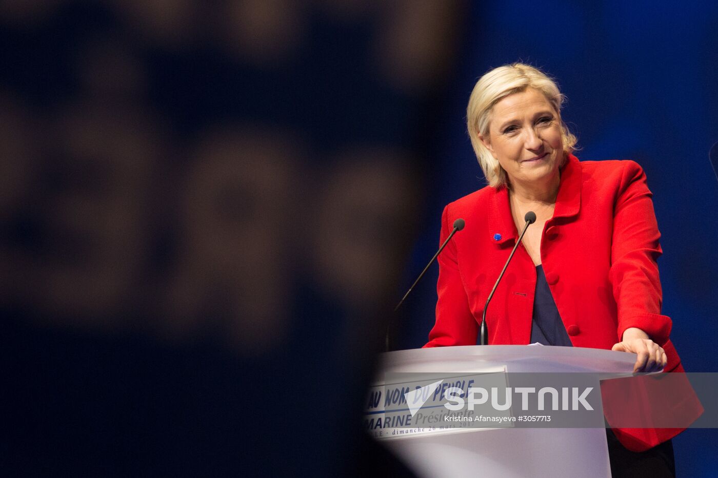 Rally in support of French presidential candidate Marine Le Pen in Lille