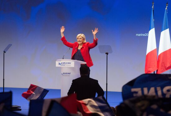 Rally in support of French presidential candidate Marine Le Pen in Lille