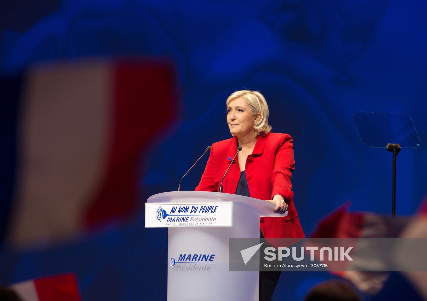 Rally in support of French presidential candidate Marine Le Pen in Lille