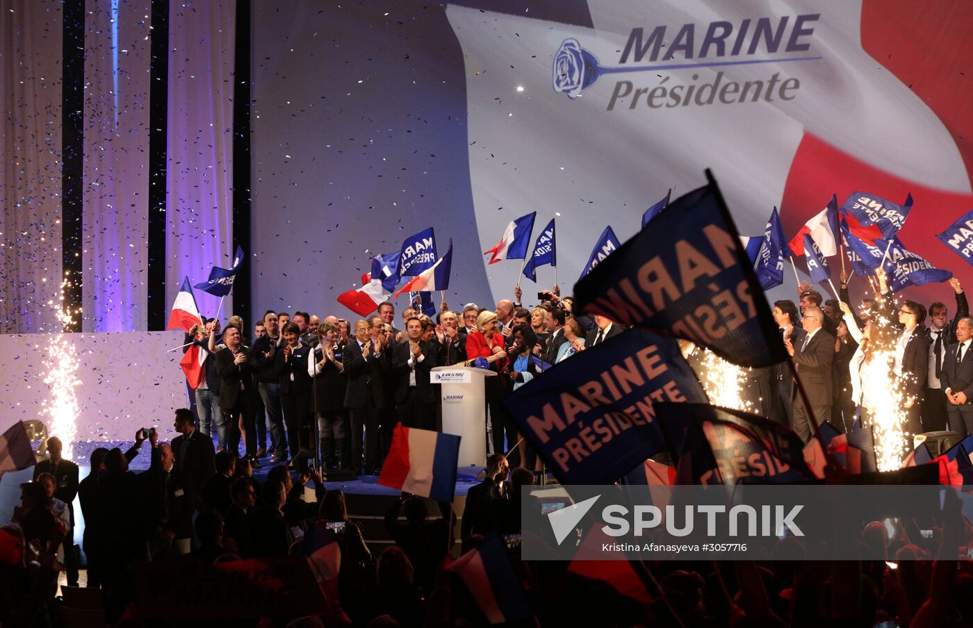 Rally in support of French presidential candidate Marine Le Pen in Lille