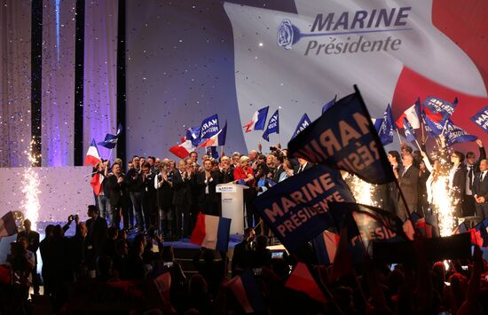Rally in support of French presidential candidate Marine Le Pen in Lille