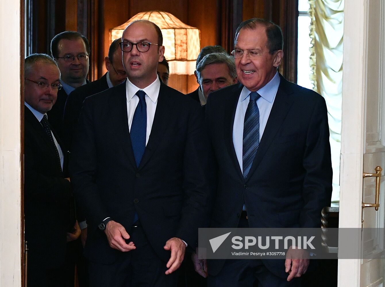 Russian Foreign Minister Sergei Lavrov meets with his Italian counterpart Angelino Alfano