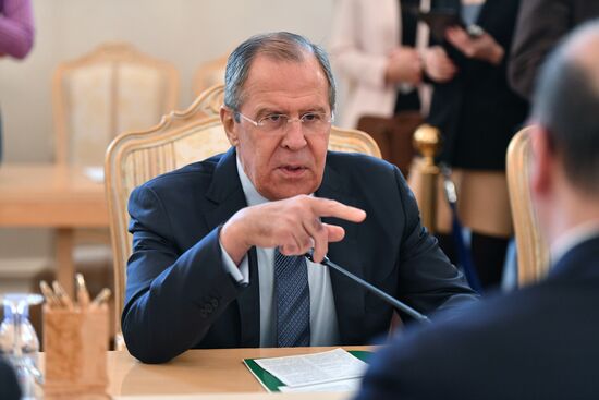 Russian Foreign Minister Sergei Lavrov meets with his Italian counterpart Angelino Alfano