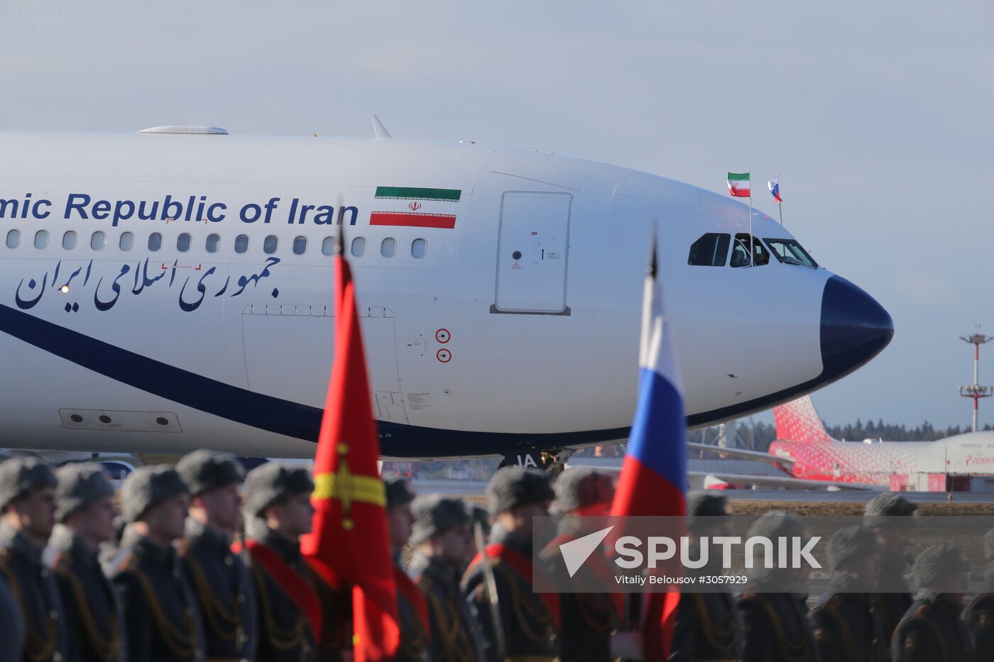 Iranian President Hassan Rouhani arrives in Moscow