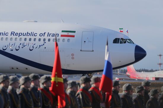Iranian President Hassan Rouhani arrives in Moscow
