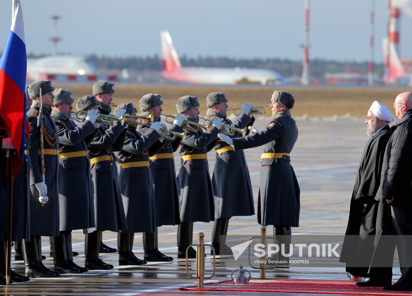 Iranian President Hassan Rouhani arrives in Moscow