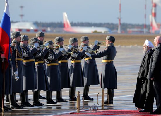 Iranian President Hassan Rouhani arrives in Moscow