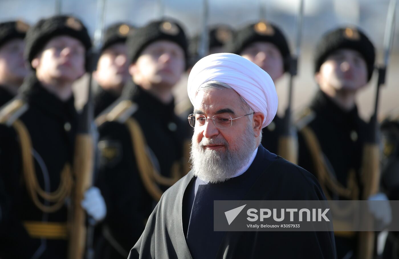 Iranian President Hassan Rouhani arrives in Moscow