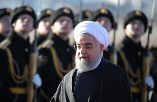 Iranian President Hassan Rouhani arrives in Moscow