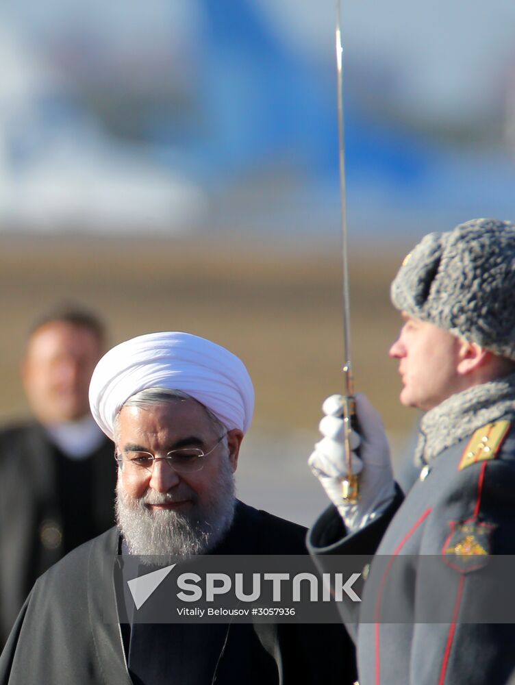 Iranian President Hassan Rouhani arrives in Moscow