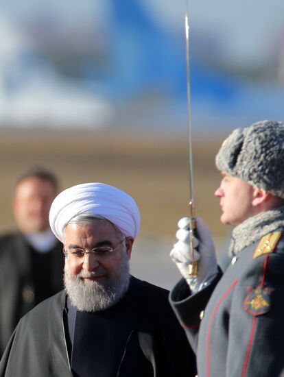 Iranian President Hassan Rouhani arrives in Moscow