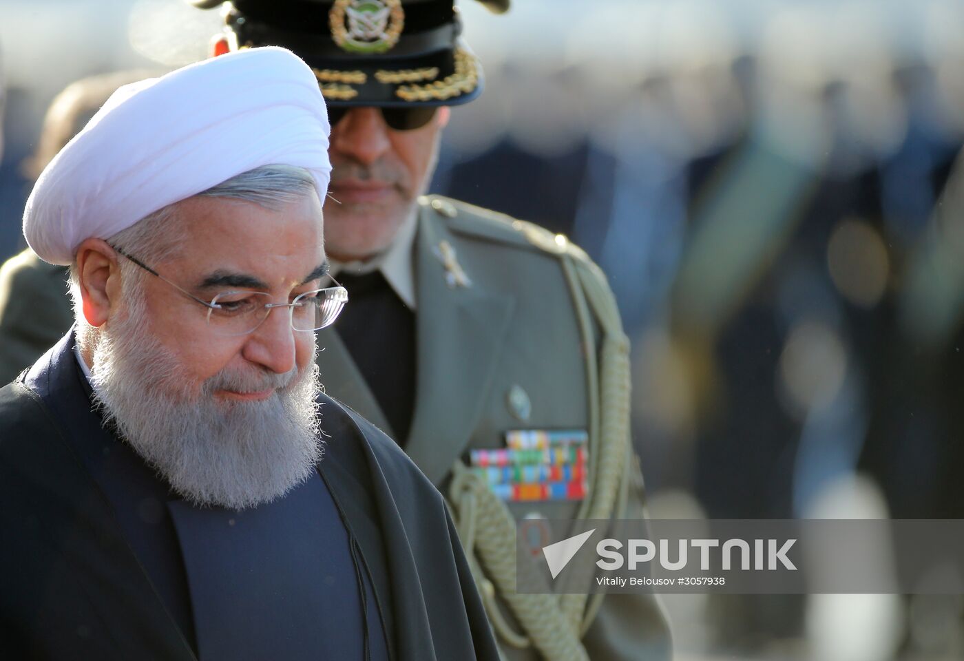 Iranian President Hassan Rouhani arrives in Moscow