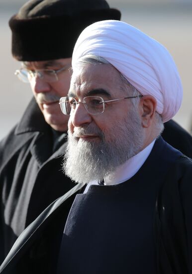 Iranian President Hassan Rouhani arrives in Moscow