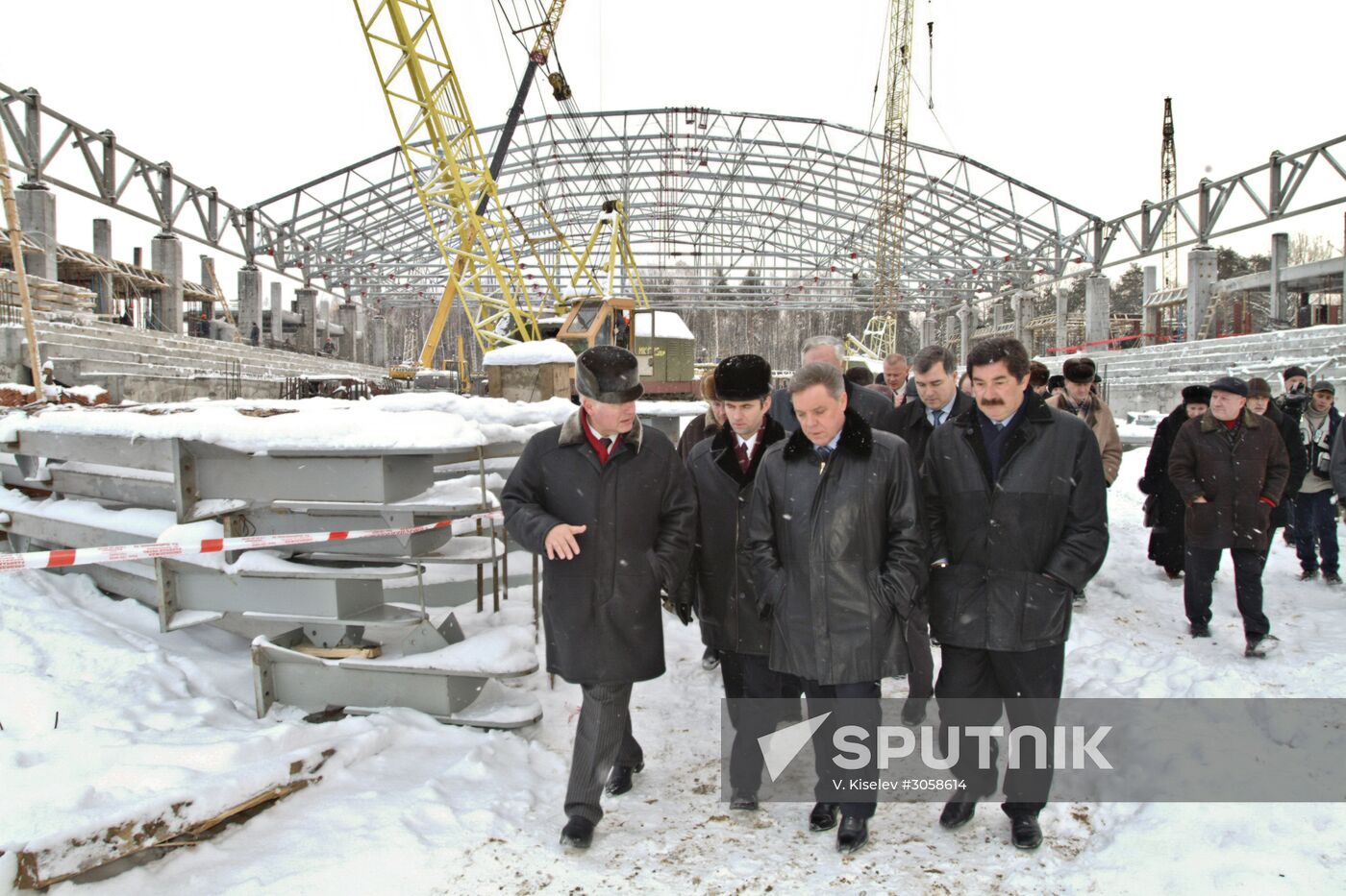Boris Gromov at sports center construction site in Mytishchi