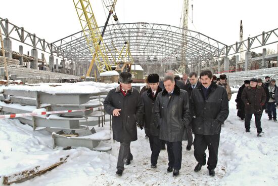 Boris Gromov at sports center construction site in Mytishchi