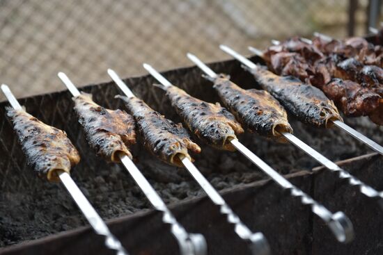 Fish shashlik in Abkhazia
