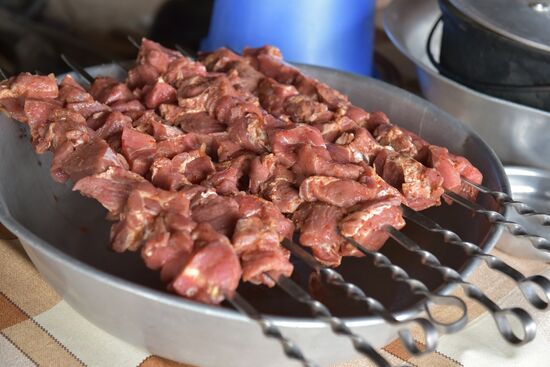 Cooking shashlik in Abkhazia