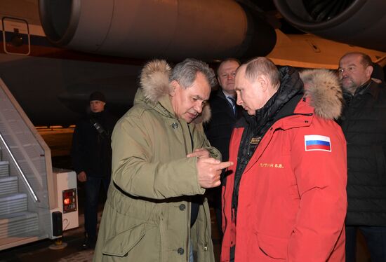 Russian President Vladimir Putin attends The Arctic: Territory of Dialogue forum