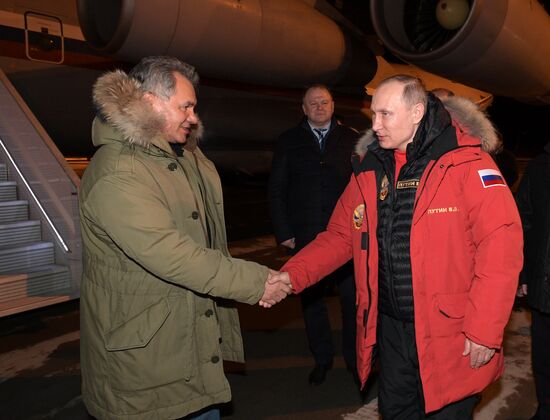 Russian President Vladimir Putin attends The Arctic: Territory of Dialogue forum