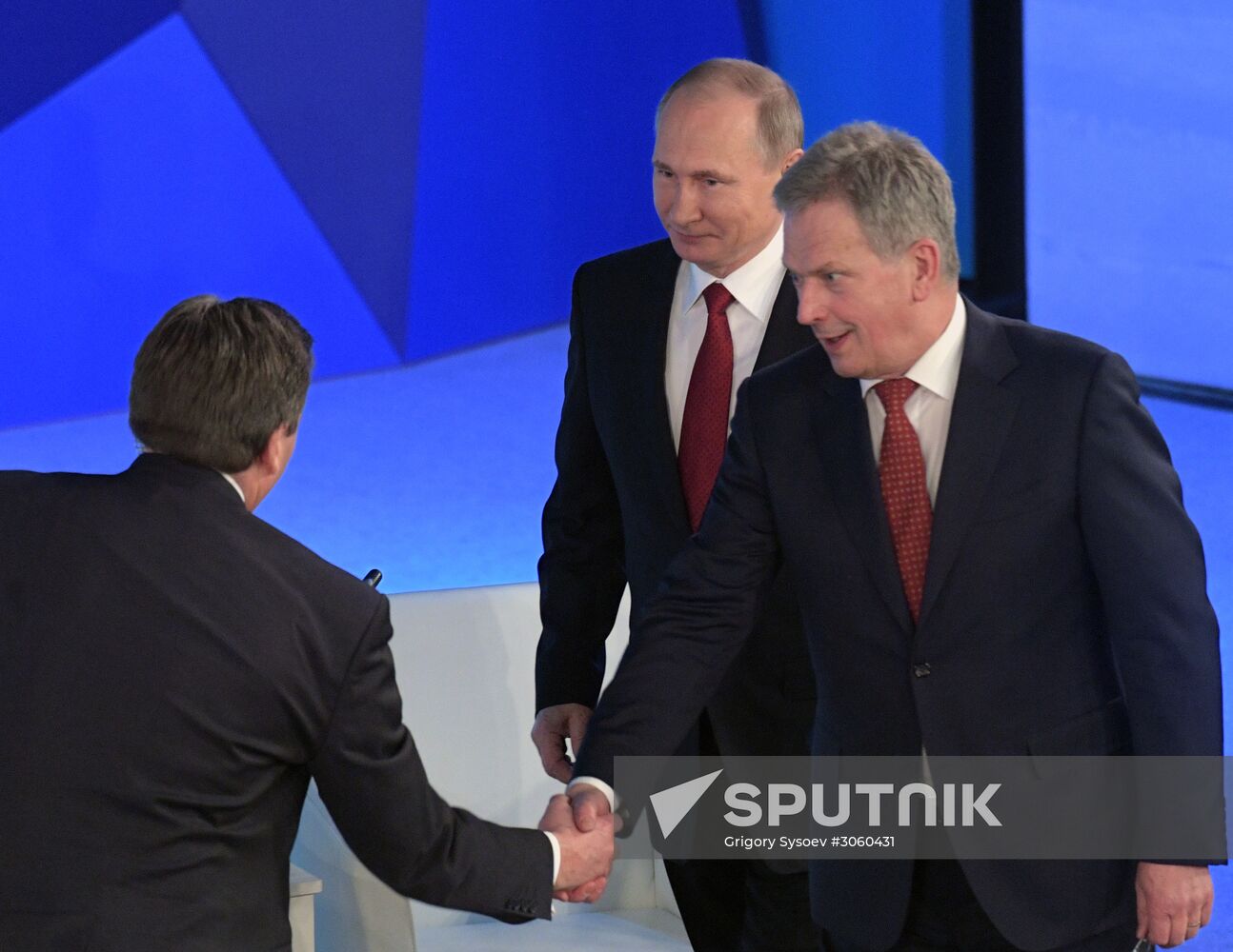Russian President Vladimir Putin attends The Arctic: Territory of Dialogue forum