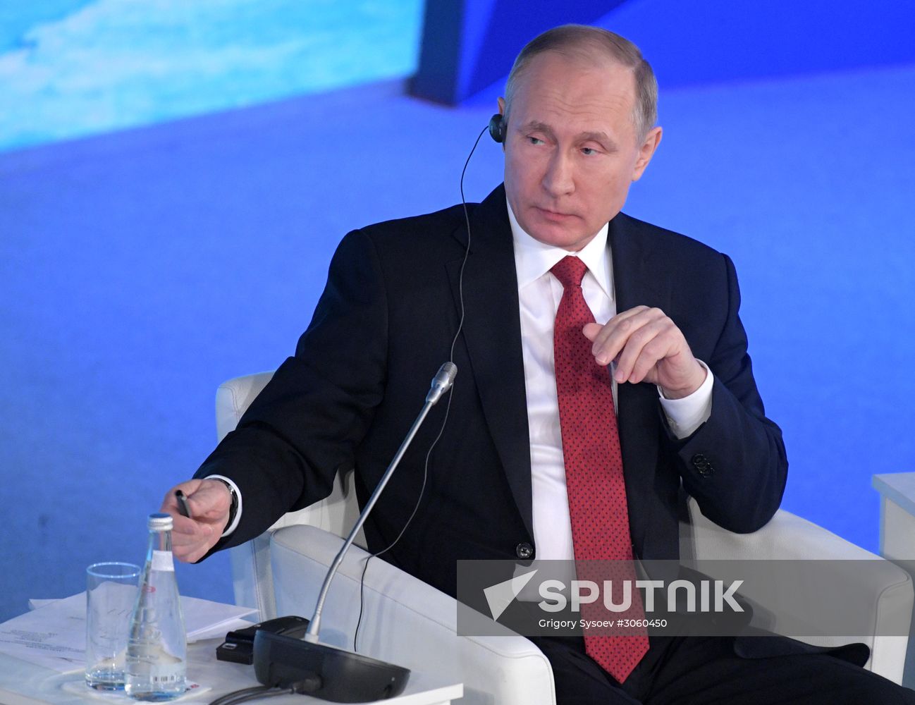 Russian President Vladimir Putin attends The Arctic: Territory of Dialogue forum