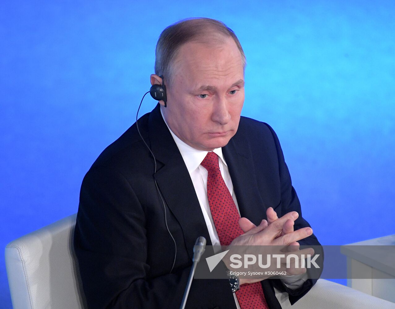 Russian President Vladimir Putin attends The Arctic: Territory of Dialogue forum