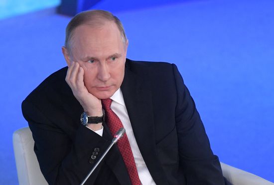 Russian President Vladimir Putin attends The Arctic: Territory of Dialogue forum