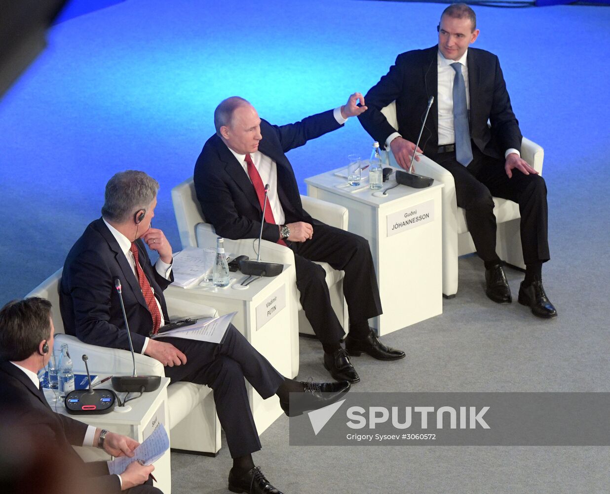 Russian President Vladimir Putin attends The Arctic: Territory of Dialogue forum
