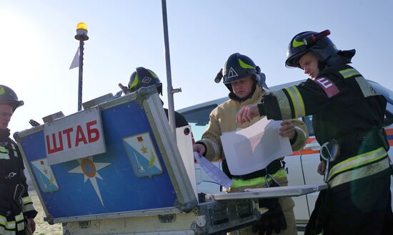 Large forest fire suppression training in Sevastopol