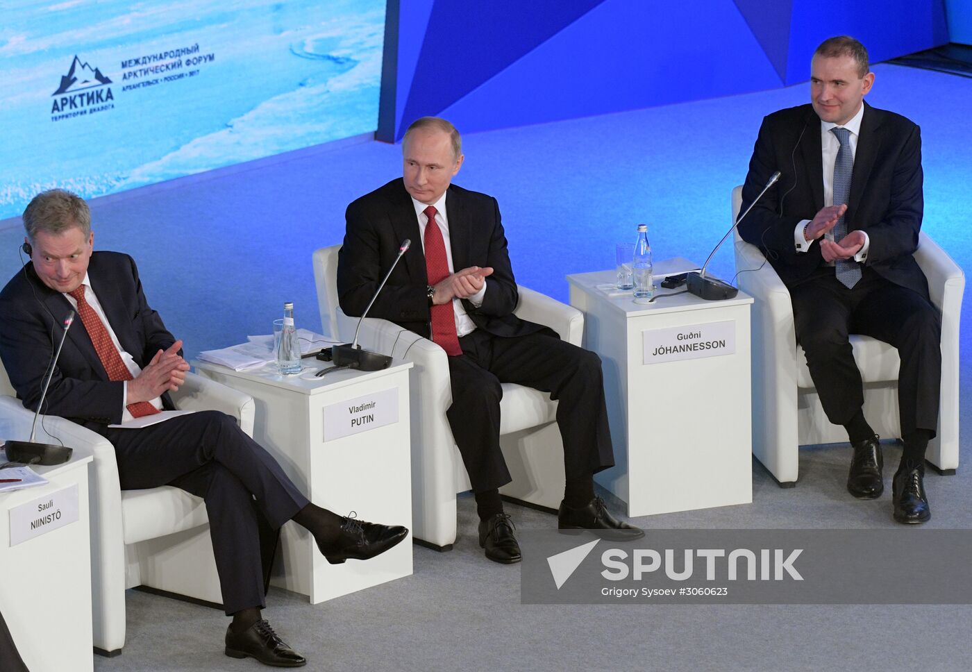 Russian President Vladimir Putin visits The Arctic: Territory of Dialogue international forum