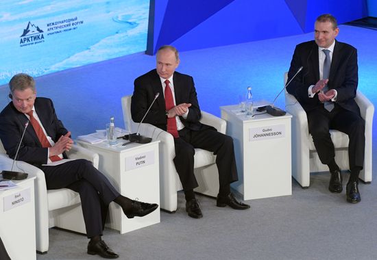 Russian President Vladimir Putin visits The Arctic: Territory of Dialogue international forum