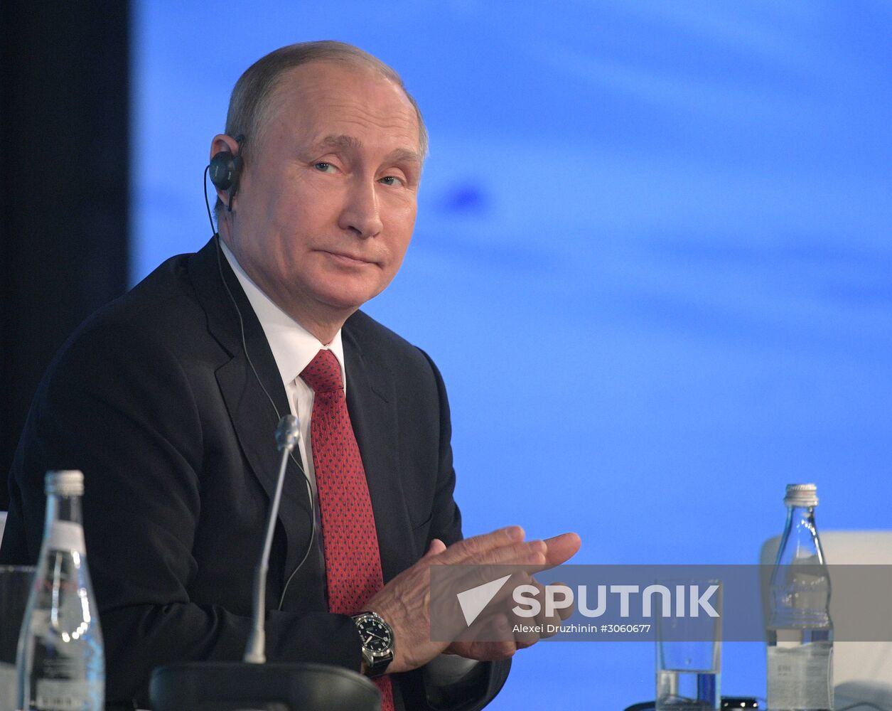 Russian President Vladimir Putin visits The Arctic: Territory of Dialogue international forum