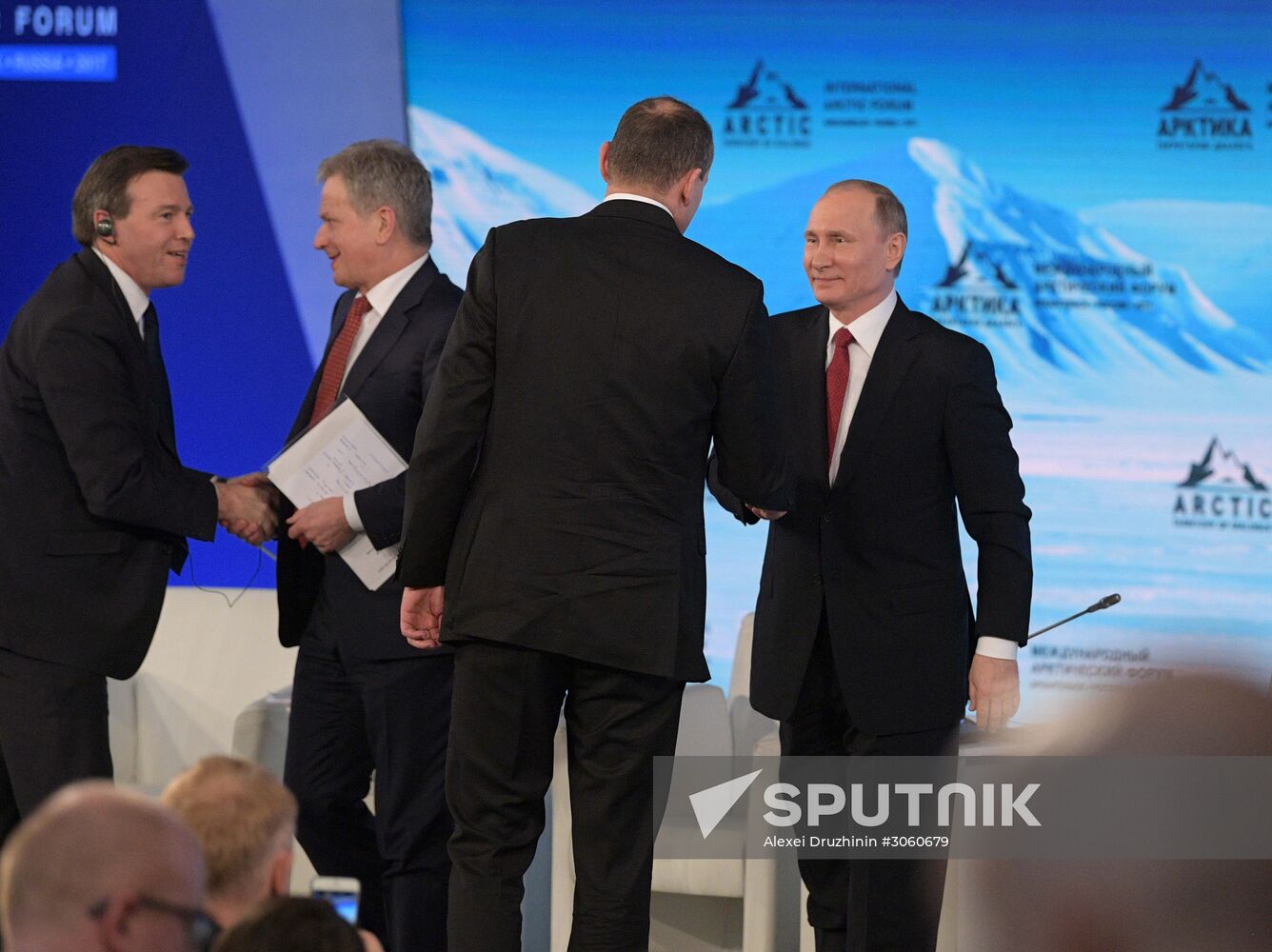 Russian President Vladimir Putin visits The Arctic: Territory of Dialogue international forum