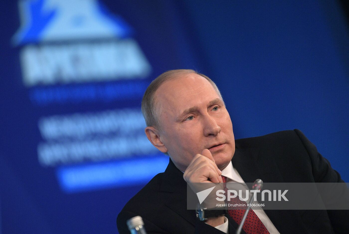 Russian President Vladimir Putin visits The Arctic: Territory of Dialogue international forum
