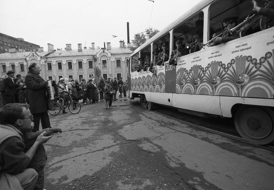 Brass band parade on Victory Day