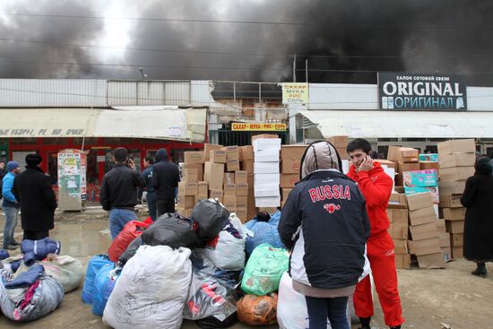 Market in Makhachkala catches fire