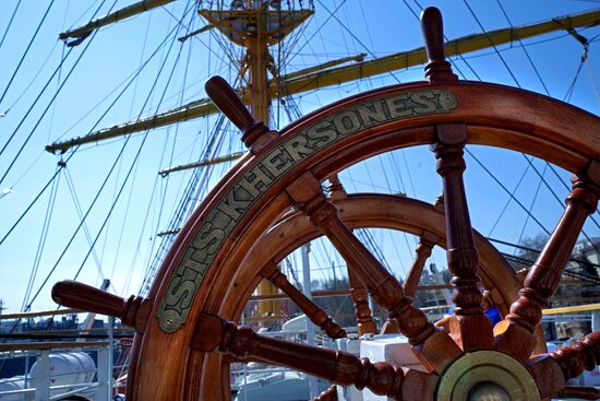 Celebrating birthday of the Khersones sailing ship in Sevastopol