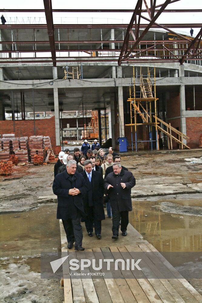 Boris Gromov at sports complex construction site in Mytishchi