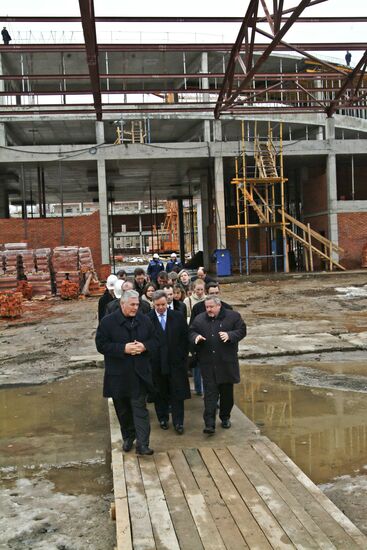 Boris Gromov at sports complex construction site in Mytishchi