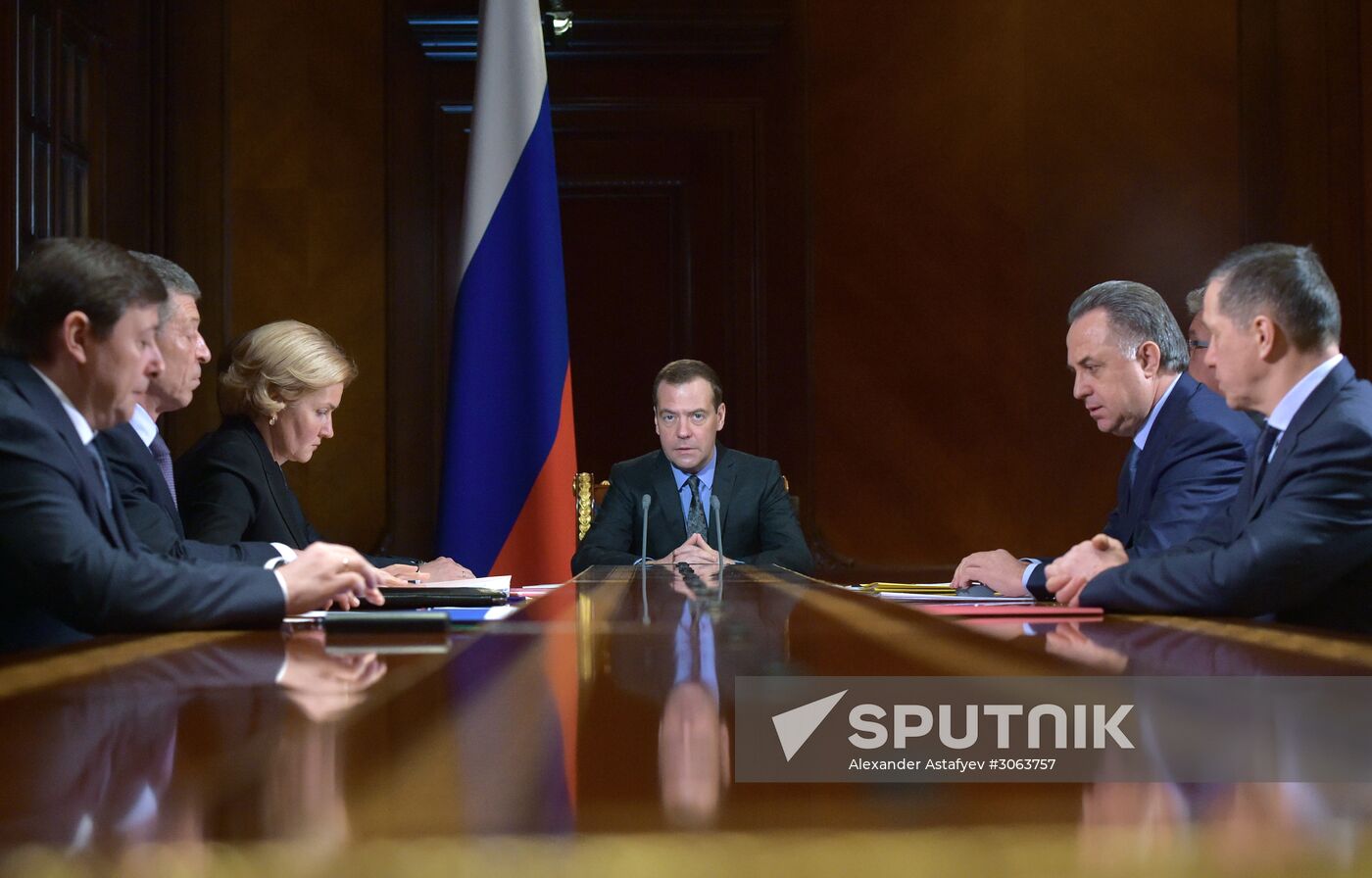 Russian Prime Minister Dmitry Medvedev chairs meeting with his deputies