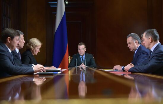 Russian Prime Minister Dmitry Medvedev chairs meeting with his deputies