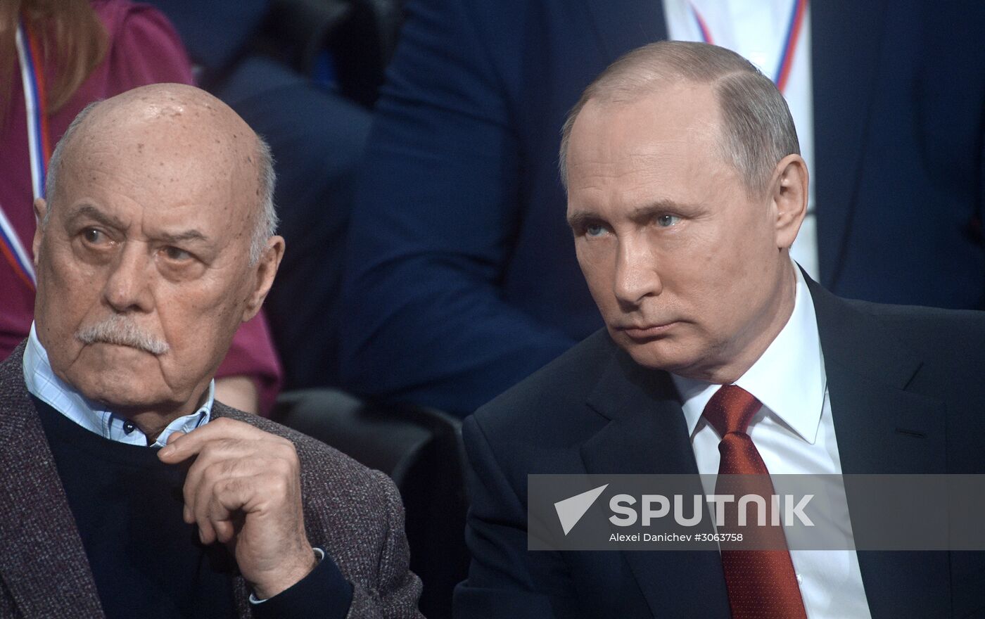 Russian President Vladimir Putin attends the fourth Truth and Justice regional and local media forum