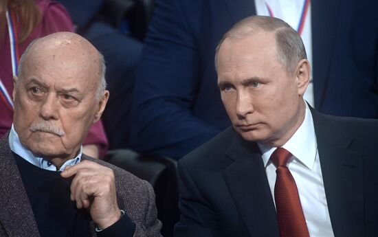 Russian President Vladimir Putin attends the fourth Truth and Justice regional and local media forum