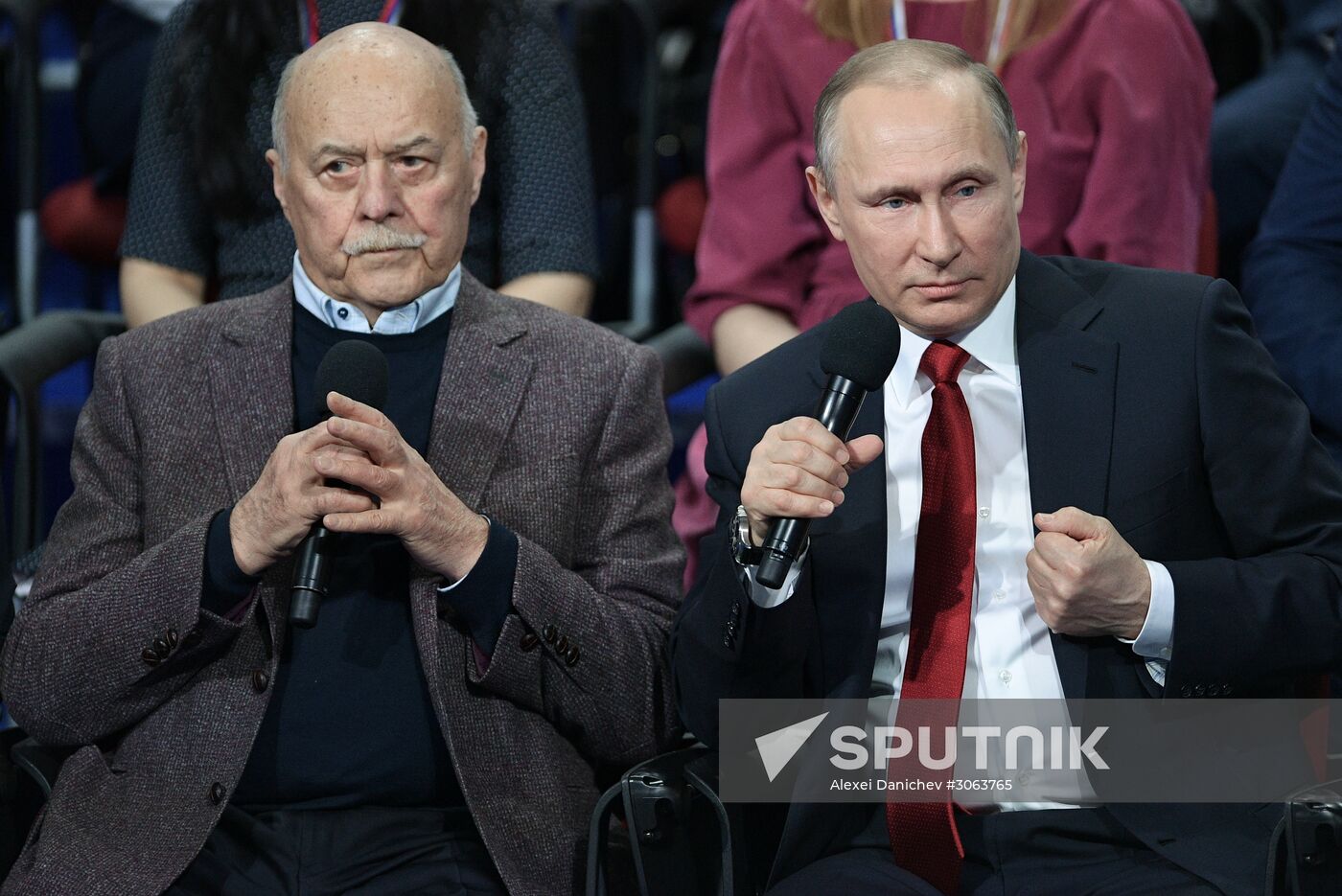 Russian President Vladimir Putin attends the fourth Truth and Justice regional and local media forum