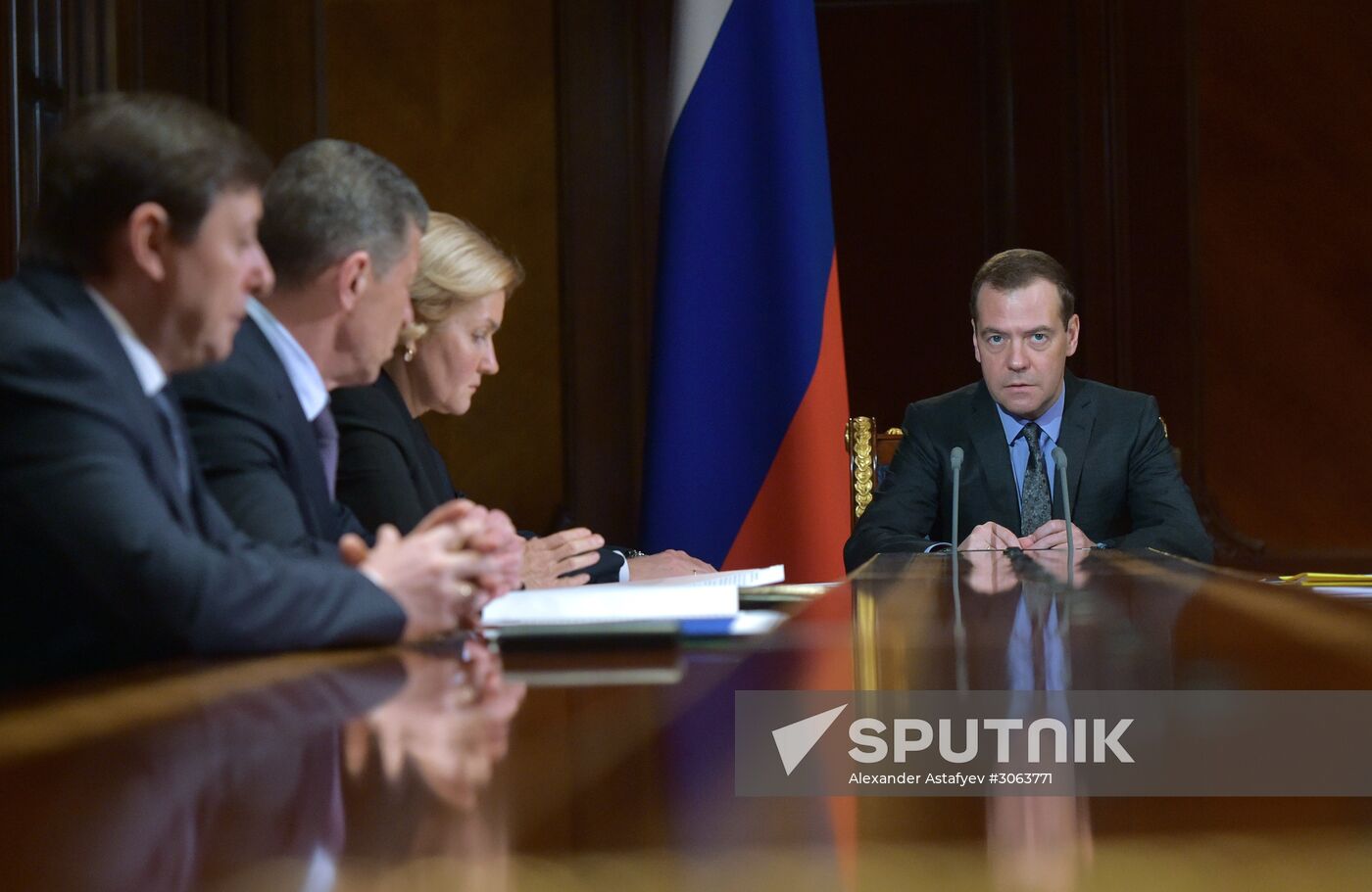 Russian Prime Minister Dmitry Medvedev chairs meeting with his deputies