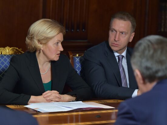 Russian Prime Minister Dmitry Medvedev chairs meeting with his deputies