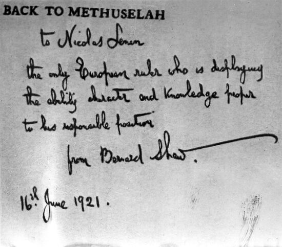 Bernard Shaw's	inscription