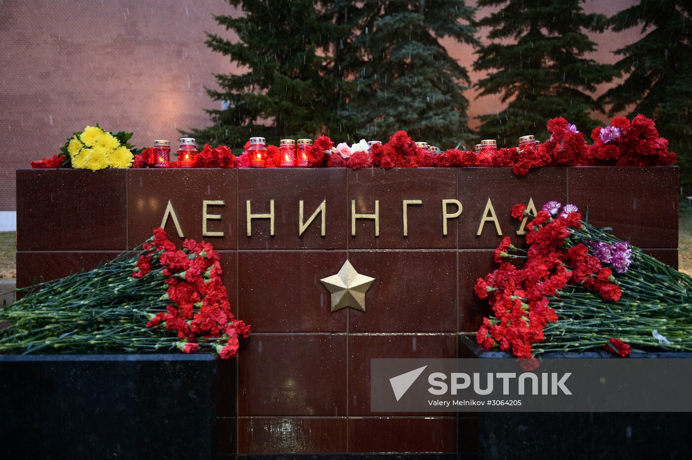 Flowers in memory of St. Petersburg metro blast victims