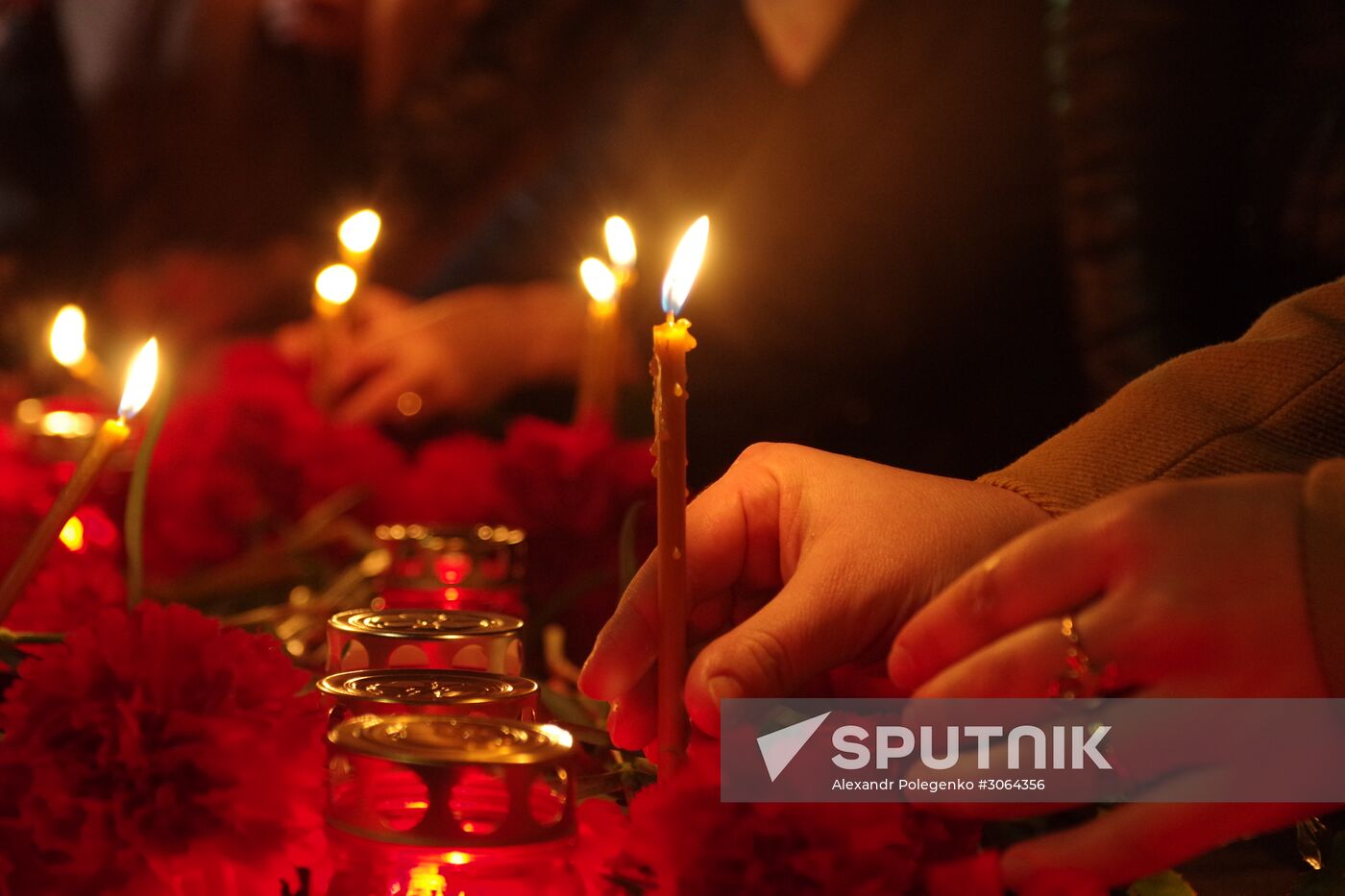 Flowers in memory of St. Petersburg metro blast victims